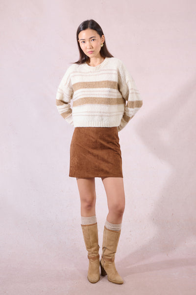 AUTUMN DAZED STRIPE KNIT SWEATER IN CREAM-Sweaters-MODE-Couture-Boutique-Womens-Clothing