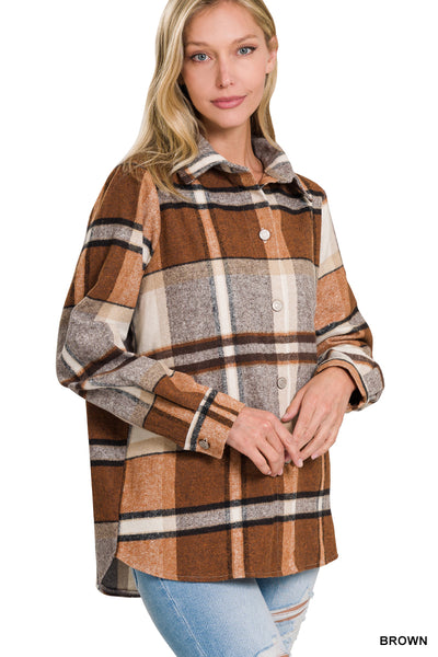 FALLING FOR YOU OVERSIZED LONGLINE PLAID SHACKET IN BROWN-SHACKET-MODE-Couture-Boutique-Womens-Clothing