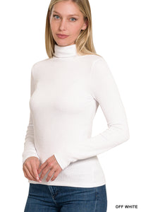 RIBBED TURTLE NECK LONG SLEEVE TOP IN OFF WHITE-Tops-MODE-Couture-Boutique-Womens-Clothing