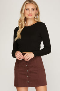 SOMETIME SOON CORDUROY MINI SKIRT IN CHESTNUT-SKIRTS-MODE-Couture-Boutique-Womens-Clothing