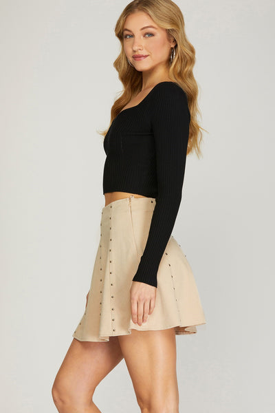 CAN'T BE TAMED MINI SKATER SKIRT IN ECRU-SKIRTS-MODE-Couture-Boutique-Womens-Clothing
