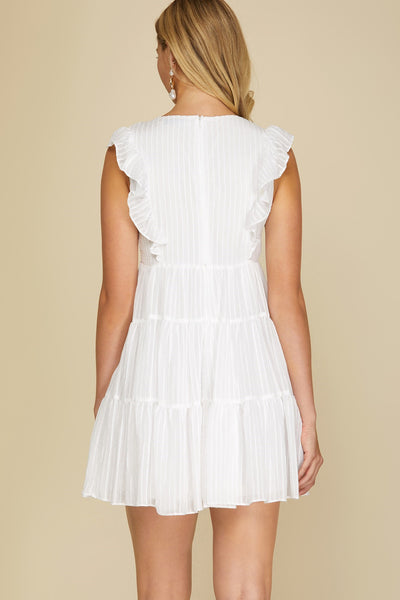 TAKE ME TO TULUM TEXTURED TIERED DRESS IN OFF WHITE-Dresses-MODE-Couture-Boutique-Womens-Clothing