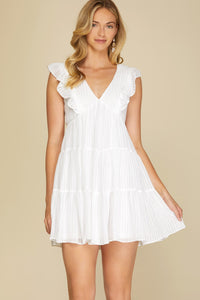 TAKE ME TO TULUM TEXTURED TIERED DRESS IN OFF WHITE-Dresses-MODE-Couture-Boutique-Womens-Clothing