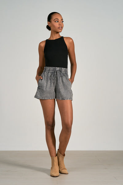 ELAN DRAWSTRING WAISTBAND SHORTS IN GRAY-SHORTS-MODE-Couture-Boutique-Womens-Clothing