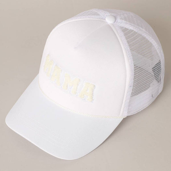 Pink MAMA Chenille Patched Trucker Cap-MODE-Couture-Boutique-Womens-Clothing
