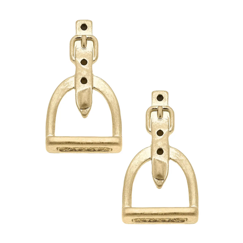 Hunter Stirrup Stud Earrings in Shiny Gold-MODE-Couture-Boutique-Womens-Clothing