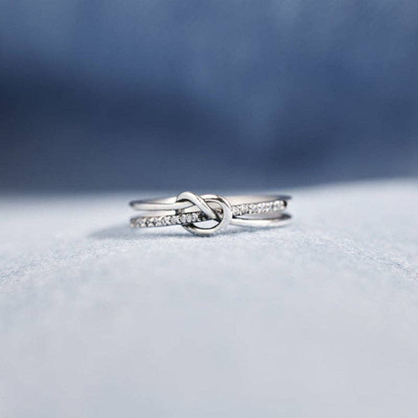 DOUBLE BAND KNOT STACKING RING 925 STERLING SILVER IN ROSE GOLD-RING-MODE-Couture-Boutique-Womens-Clothing