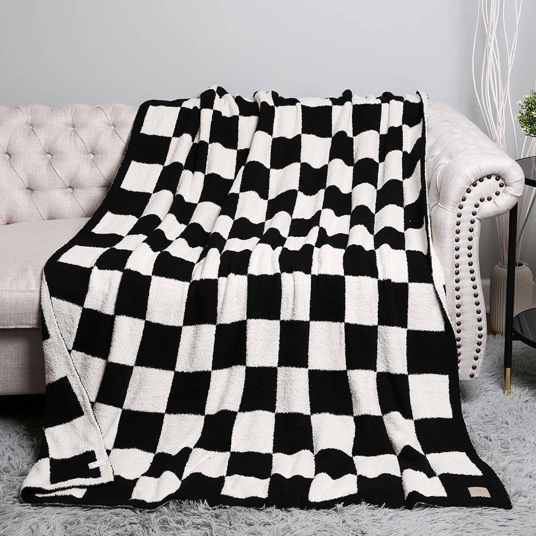 50 X 60" CHECKERBOARD PATTERN THROW BLANKET-Blanket-MODE-Couture-Boutique-Womens-Clothing