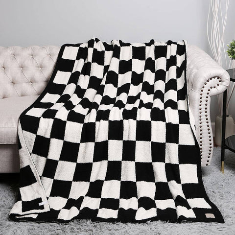 50 X 60" CHECKERBOARD PATTERN THROW BLANKET-Blanket-MODE-Couture-Boutique-Womens-Clothing