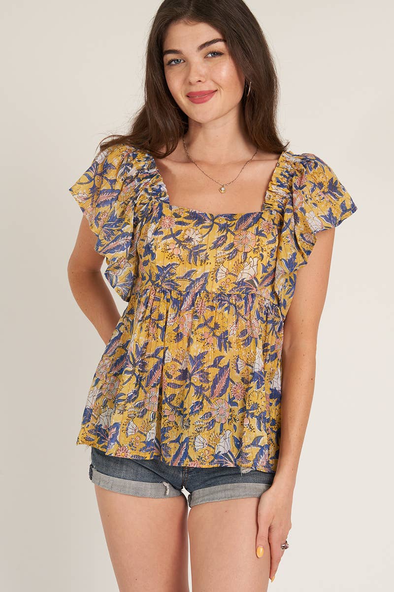GOLDEN HOUR SQUARE NECK TOP IN MARIGOLD-Tops-MODE-Couture-Boutique-Womens-Clothing