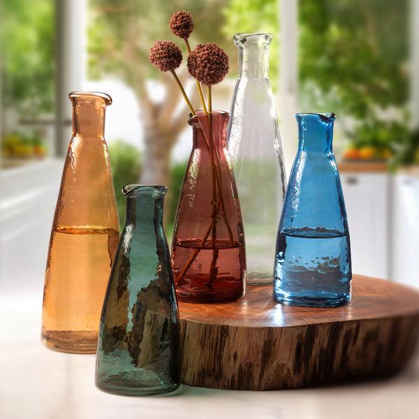 HAMMERED GLASS PERSONAL CARAFE IN FAWN-glassware-MODE-Couture-Boutique-Womens-Clothing