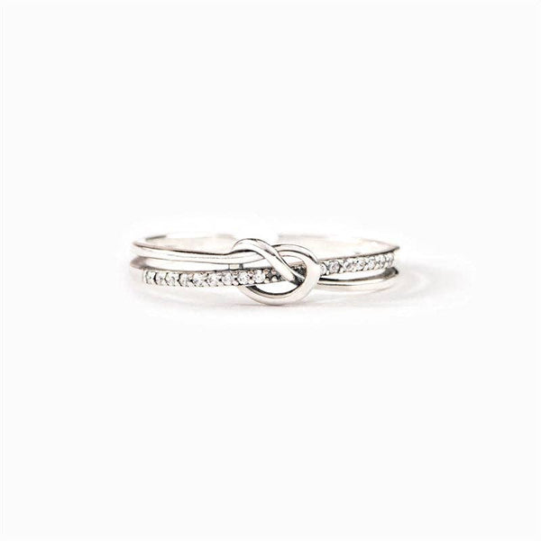 DOUBLE BAND KNOT STACKING RING 925 STERLING SILVER IN ROSE GOLD-RING-MODE-Couture-Boutique-Womens-Clothing