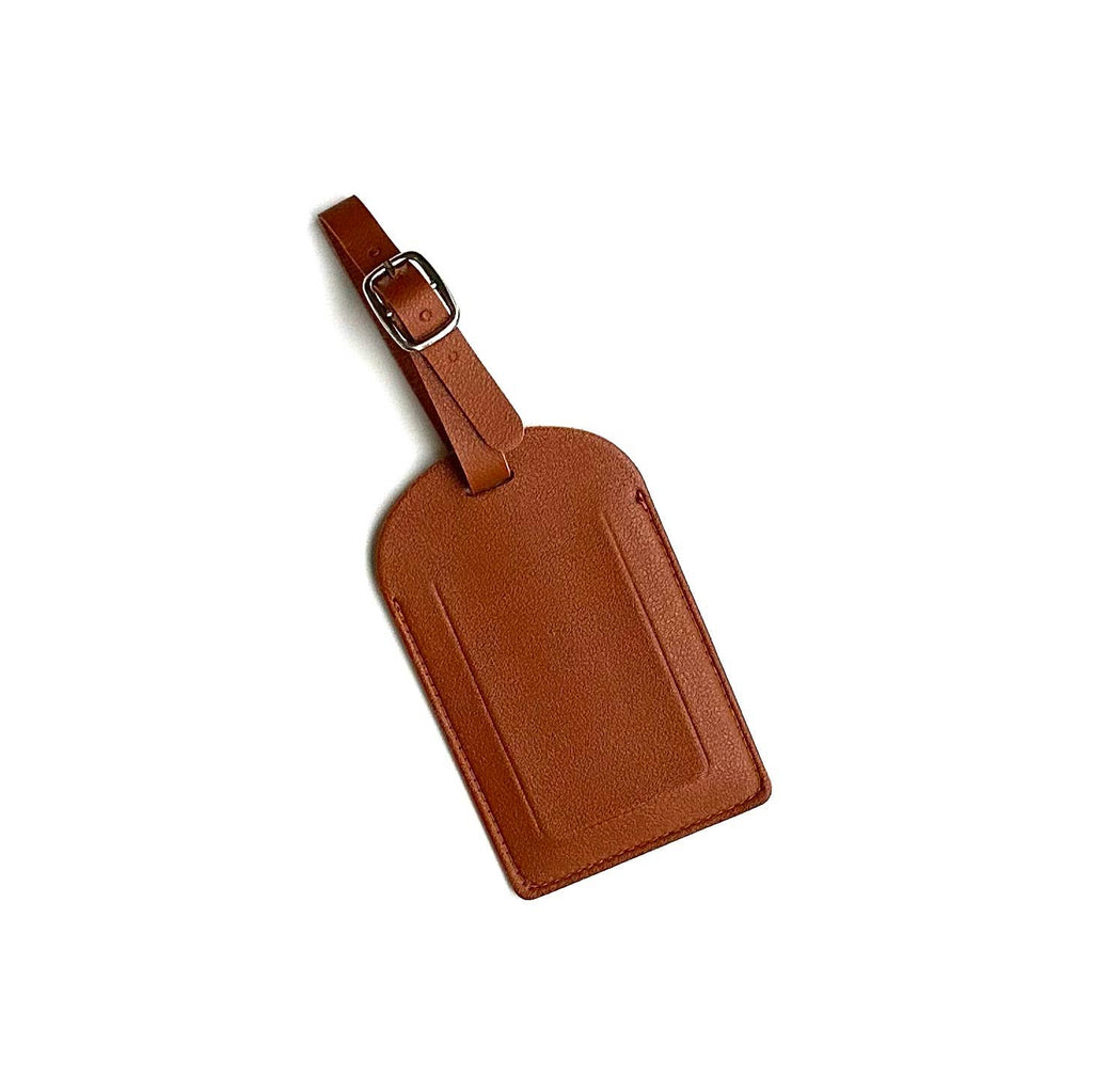SOFT PU LEATHER TRAVEL LUGGAGE TAG IN COGNAC-MODE-Couture-Boutique-Womens-Clothing