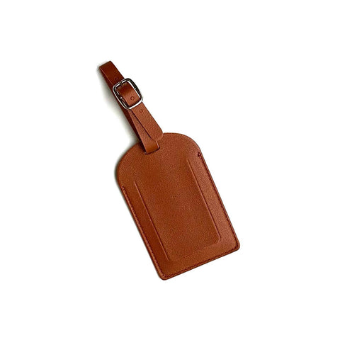 SOFT PU LEATHER TRAVEL LUGGAGE TAG IN COGNAC-MODE-Couture-Boutique-Womens-Clothing