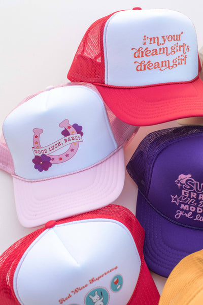 Chappell Roan Midwest Princess Trucker Hat: Pink Pony Club - Jade/White-MODE-Couture-Boutique-Womens-Clothing