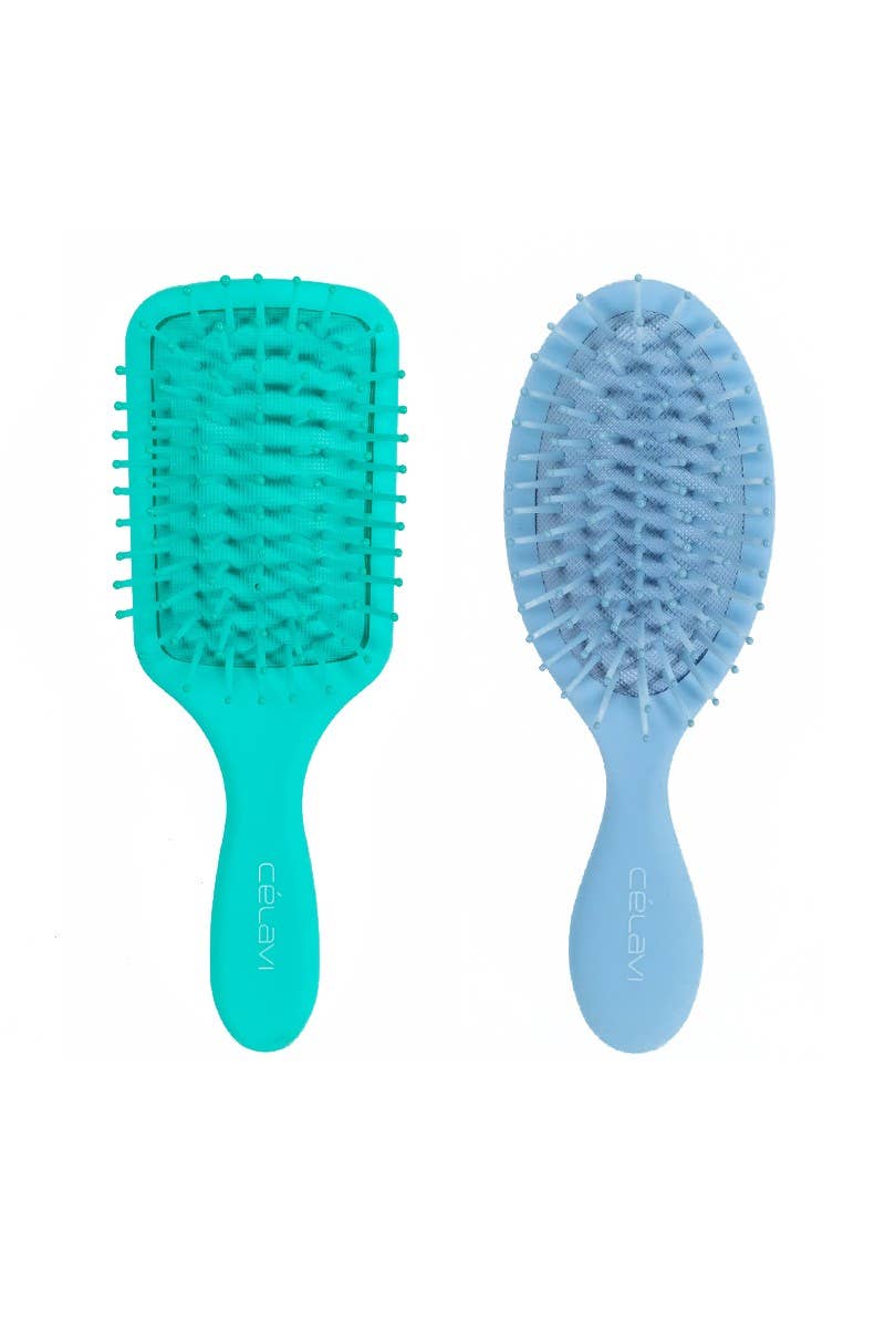 CELAVI MATTE PASTEL PADDLE HAIR BRUSH DUO SET-hair brush-MODE-Couture-Boutique-Womens-Clothing