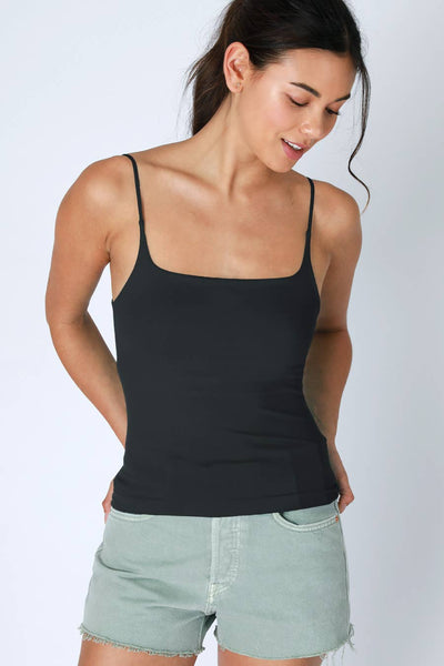 REPEAT SQUARE NECKLINE BASIC CAMI IN BLACK-basic tank-MODE-Couture-Boutique-Womens-Clothing
