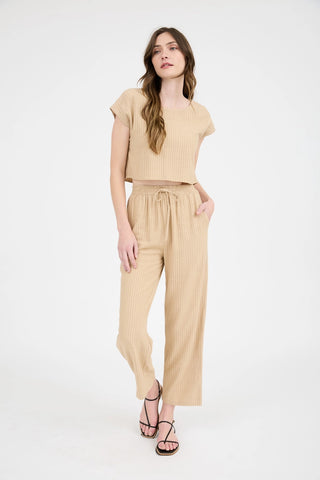 MARQUEE STRIPED SET IN CAMEL-MATCHING SET-MODE-Couture-Boutique-Womens-Clothing