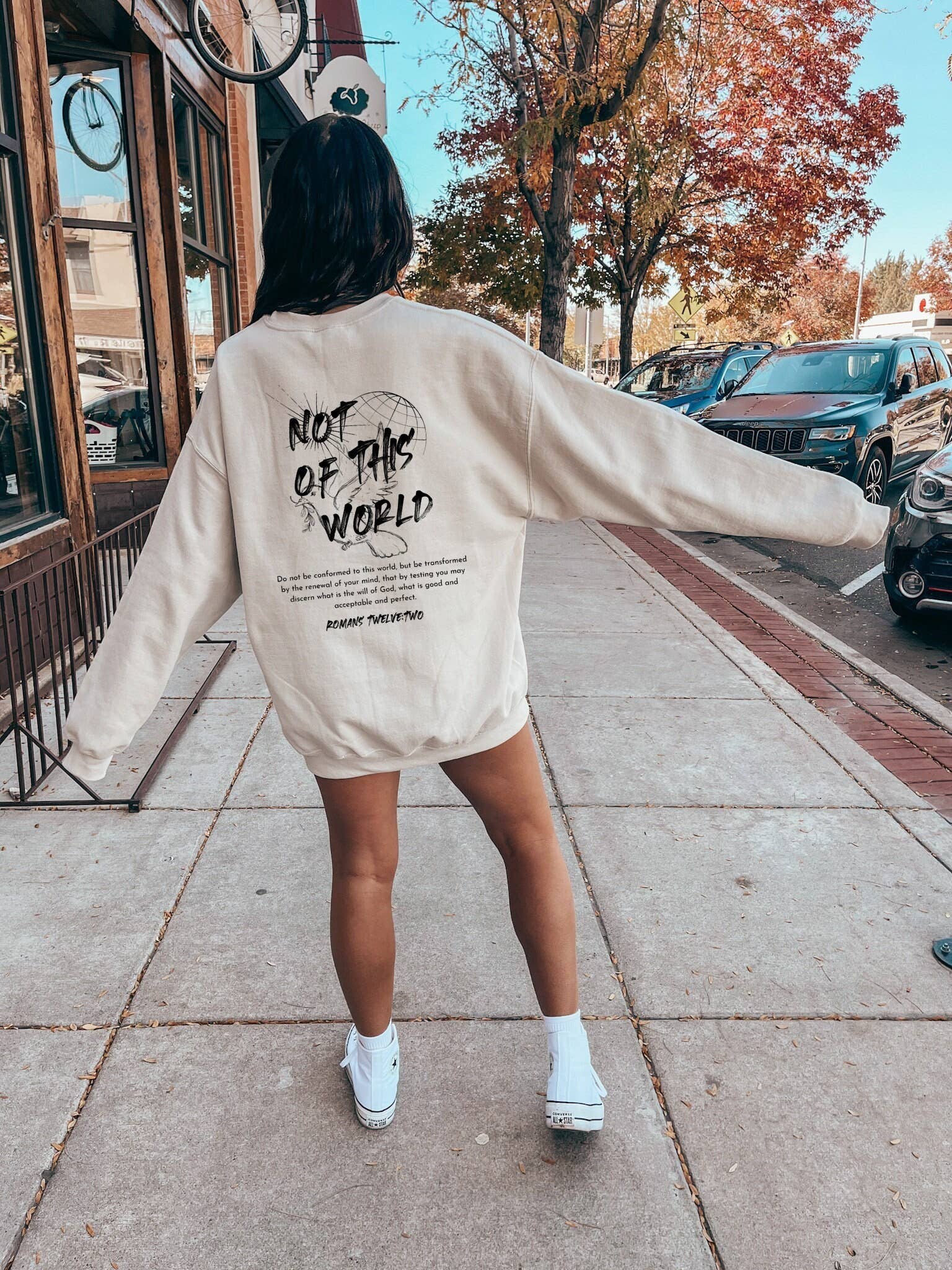 NOT OF THIS WORLD GRAPHIC CREWNECK IN SAND-Graphic Sweatshirt-MODE-Couture-Boutique-Womens-Clothing