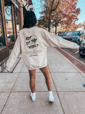 NOT OF THIS WORLD GRAPHIC CREWNECK IN SAND-Graphic Sweatshirt-MODE-Couture-Boutique-Womens-Clothing