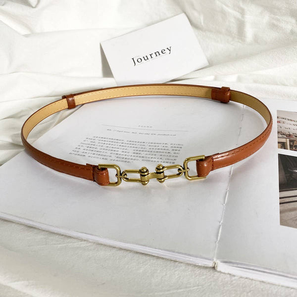 WAIST-HUGGING VINTAGE MATTE THIN BELT_CWABE0647: Black / (OS) 2-MODE-Couture-Boutique-Womens-Clothing