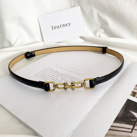 WAIST-HUGGING VINTAGE MATTE THIN BELT_CWABE0647: Black / (OS) 2-MODE-Couture-Boutique-Womens-Clothing