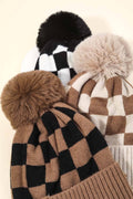 CHECKERED PATTERN POM BEANIE (MULTI)-hat-MODE-Couture-Boutique-Womens-Clothing