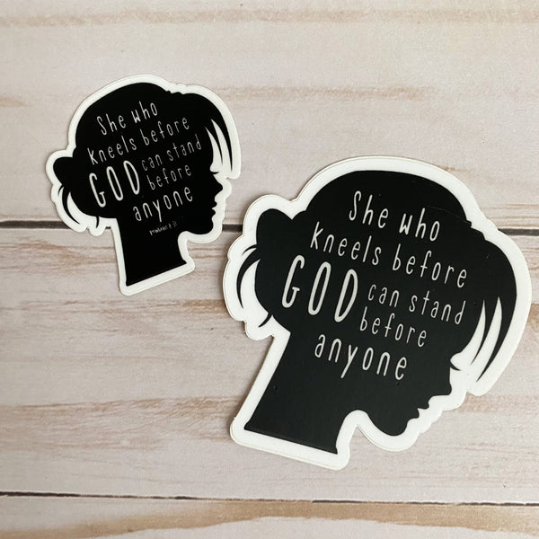 She Who Kneels Before God Sticker: Large-MODE-Couture-Boutique-Womens-Clothing