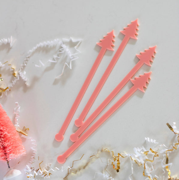 PINK CHRISTMAS ACRYLIC STIR STICKS ASSORTED-BARWARE-MODE-Couture-Boutique-Womens-Clothing