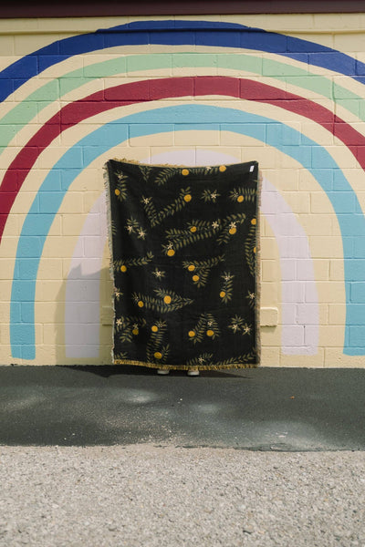 ORANGE BLOSSOM FESTIVAL BLANKET IN BLACK-free gift with purchase - BF2024-MODE-Couture-Boutique-Womens-Clothing