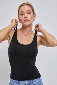 EASY DOES IT BASIC SCOOP NECK TANK IN BLACK-tank top-MODE-Couture-Boutique-Womens-Clothing