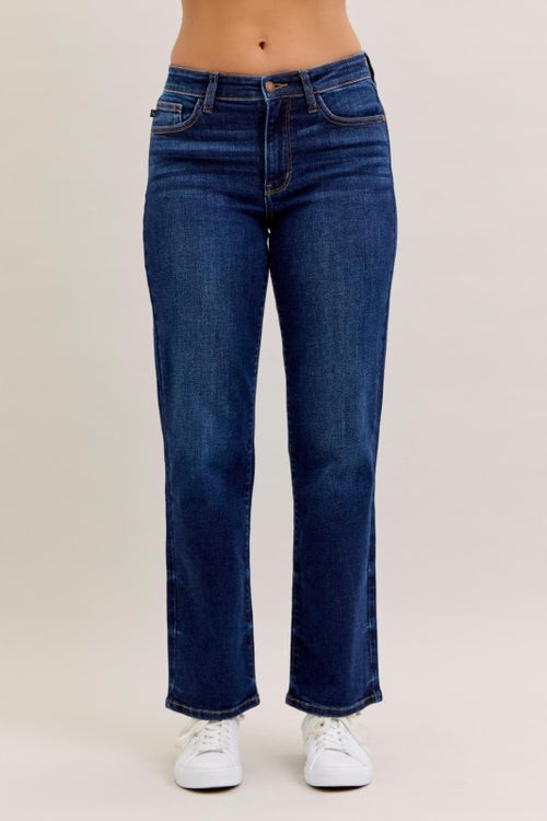 CHARLOTTE HIGH RISE FLARE MODERN JEANS IN DARK INDIGO-Jeans-MODE-Couture-Boutique-Womens-Clothing