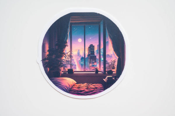 Sunset Neon City Vinyl Sticker-MODE-Couture-Boutique-Womens-Clothing