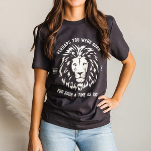 FOR SUCH A TIME AS THIS ESTHER LION GRAPHIC TEE IN MIDNIGHT-Graphic Tees-MODE-Couture-Boutique-Womens-Clothing