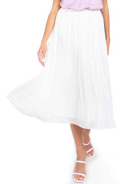 SPRING FEVER PLEATED MIDI SKIRT IN WHITE-SKIRTS-MODE-Couture-Boutique-Womens-Clothing