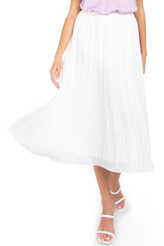 SPRING FEVER PLEATED MIDI SKIRT IN WHITE-SKIRTS-MODE-Couture-Boutique-Womens-Clothing