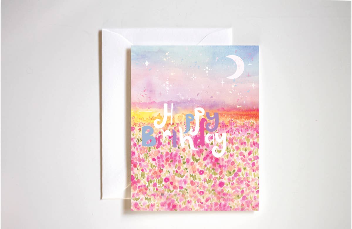 Happy birthday flower field card-MODE-Couture-Boutique-Womens-Clothing