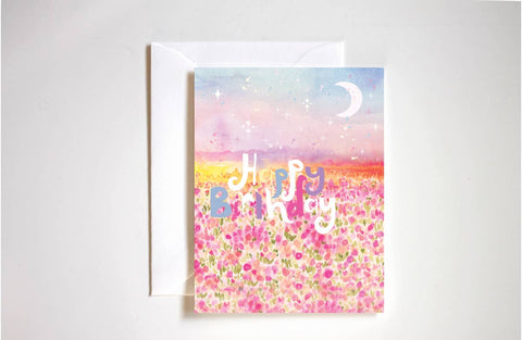 Happy birthday flower field card-MODE-Couture-Boutique-Womens-Clothing