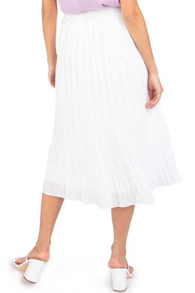 SPRING FEVER PLEATED MIDI SKIRT IN WHITE-SKIRTS-MODE-Couture-Boutique-Womens-Clothing