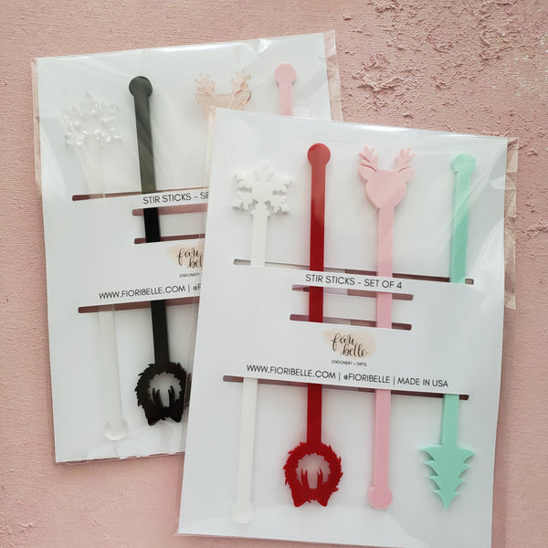 ACRYLIC CHRISTMAS STIR STICKS ASSORTED-BARWARE-MODE-Couture-Boutique-Womens-Clothing