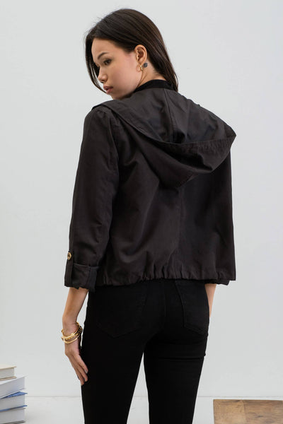 CITY STROLL HOODED UTILITY JACKET IN BLACK-Jacket-MODE-Couture-Boutique-Womens-Clothing