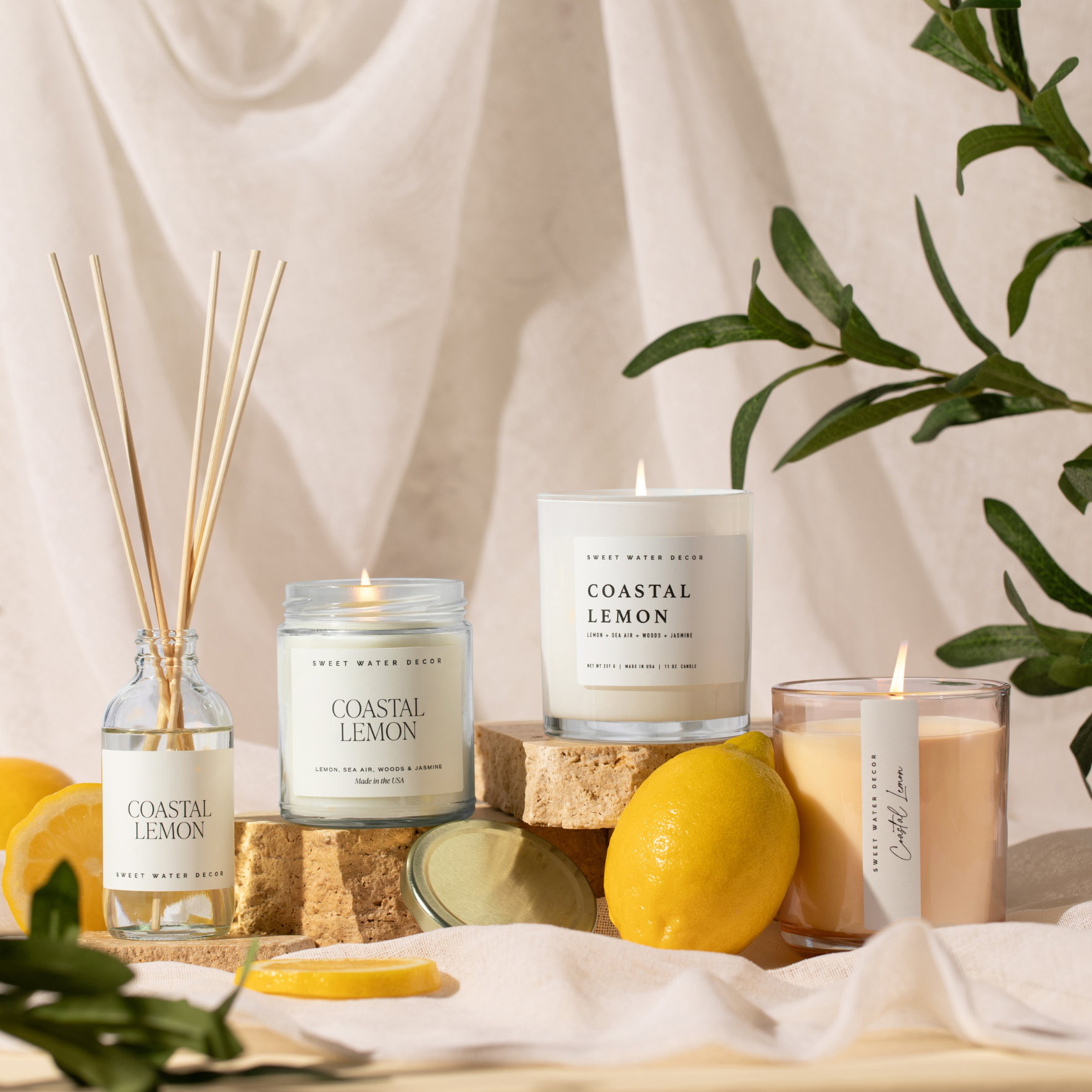 COASTAL LEMON REED DIFFUSER-REED DIFFUSER-MODE-Couture-Boutique-Womens-Clothing