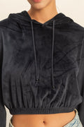SUNDAY STROLL CROPPED HOODIE IN BLACK-hoodie-MODE-Couture-Boutique-Womens-Clothing