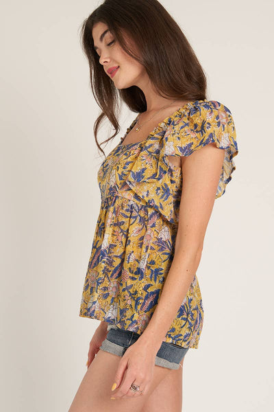 GOLDEN HOUR SQUARE NECK TOP IN MARIGOLD-Tops-MODE-Couture-Boutique-Womens-Clothing