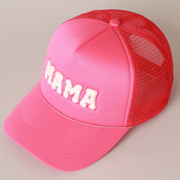 Pink MAMA Chenille Patched Trucker Cap-MODE-Couture-Boutique-Womens-Clothing