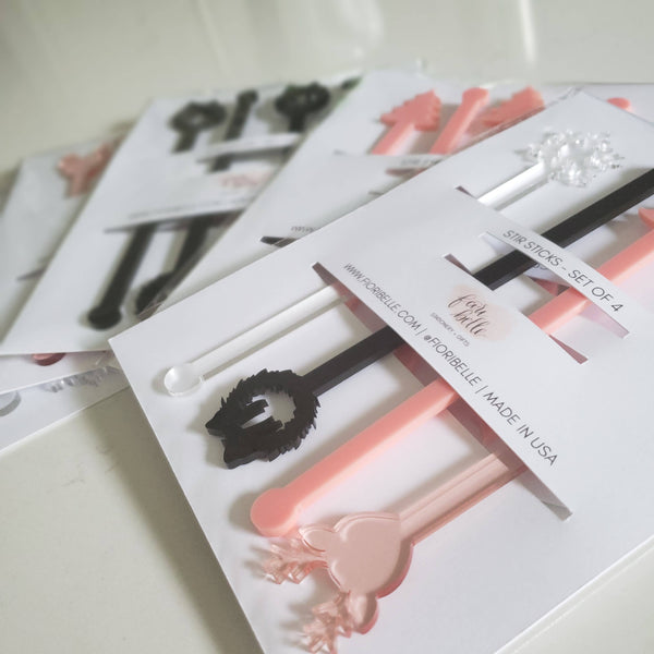 PINK CHRISTMAS ACRYLIC STIR STICKS ASSORTED-BARWARE-MODE-Couture-Boutique-Womens-Clothing