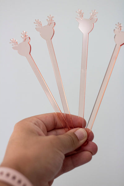 PINK CHRISTMAS ACRYLIC STIR STICKS ASSORTED-BARWARE-MODE-Couture-Boutique-Womens-Clothing