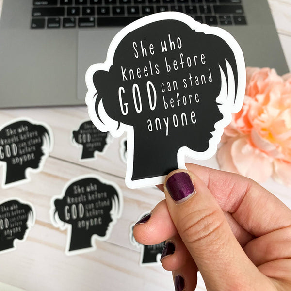 She Who Kneels Before God Sticker: Large-MODE-Couture-Boutique-Womens-Clothing
