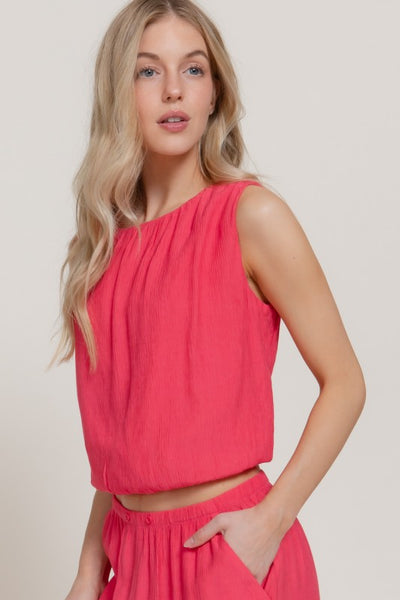 SUNSET SOIREE SLEEVELESS BALLOON TOP IN PINK-Tops-MODE-Couture-Boutique-Womens-Clothing
