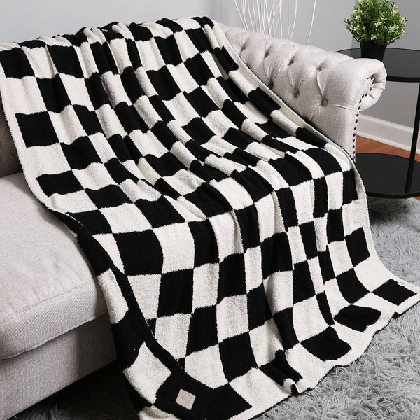 50 X 60" CHECKERBOARD PATTERN THROW BLANKET-Blanket-MODE-Couture-Boutique-Womens-Clothing